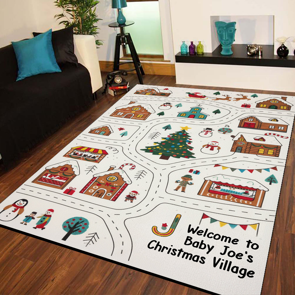 Welcome To Christmas Village - Personalized Kid Rug