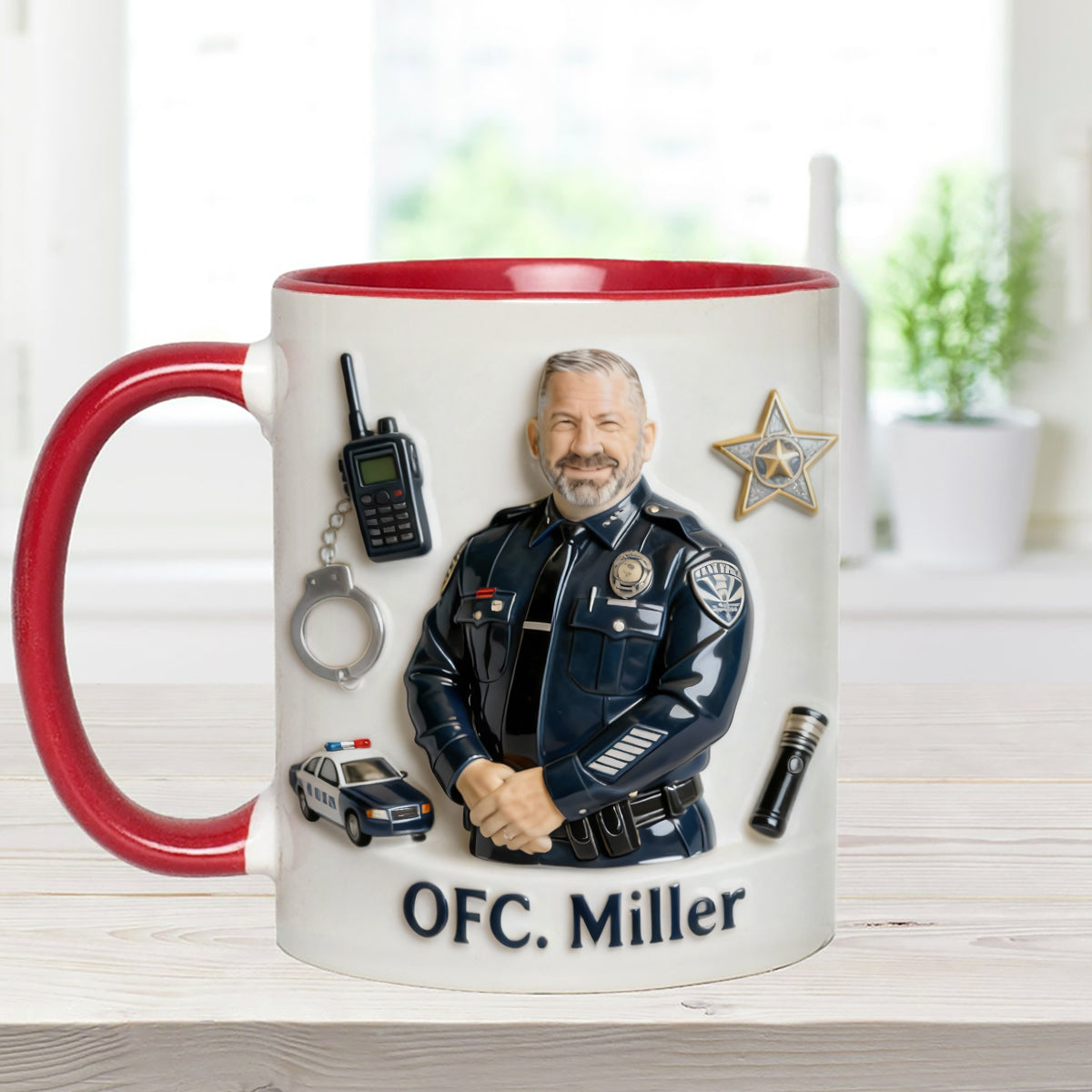 Custom From Any Photo - Personalized Police Officer Set Accent Mug with Acrylic Stirrers