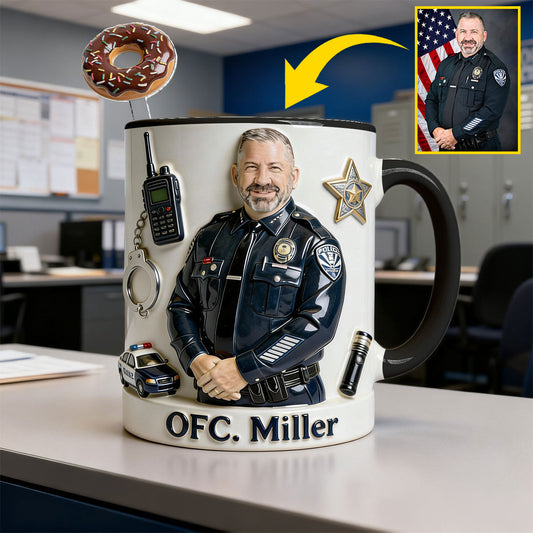 Custom From Any Photo - Personalized Police Officer Set Accent Mug with Acrylic Stirrers