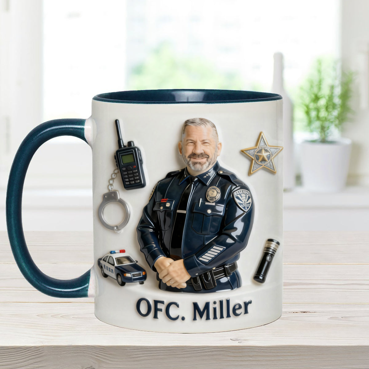 Custom From Any Photo - Personalized Police Officer Set Accent Mug with Acrylic Stirrers