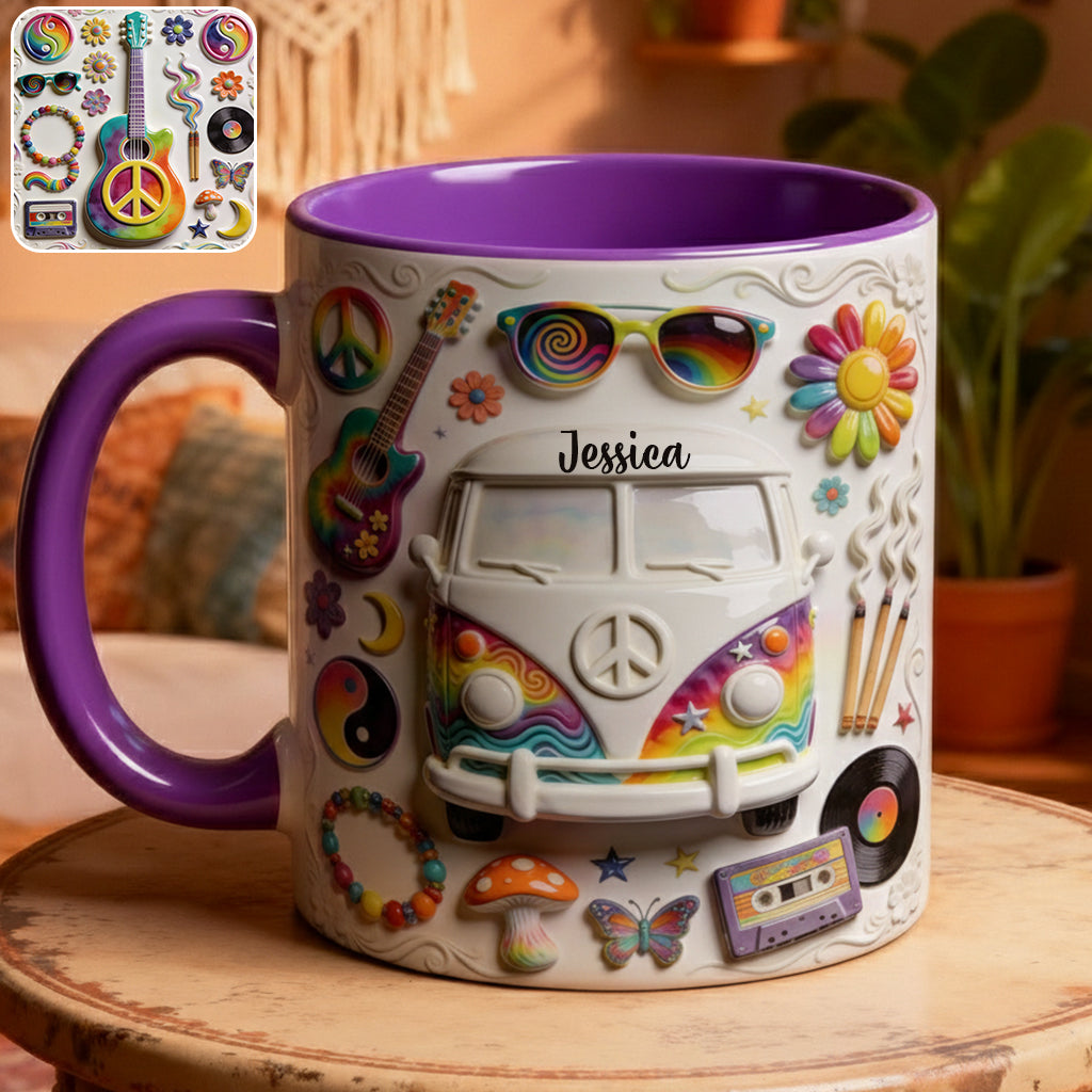 Love Hope Peace - Personalized Hippie Accent Mug & Coaster
