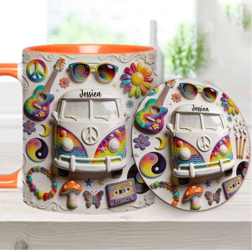 Love Hope Peace - Personalized Hippie Accent Mug & Coaster