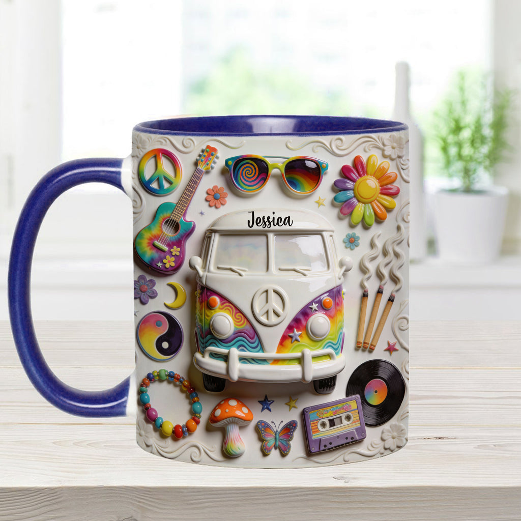Love Hope Peace - Personalized Hippie Accent Mug & Coaster
