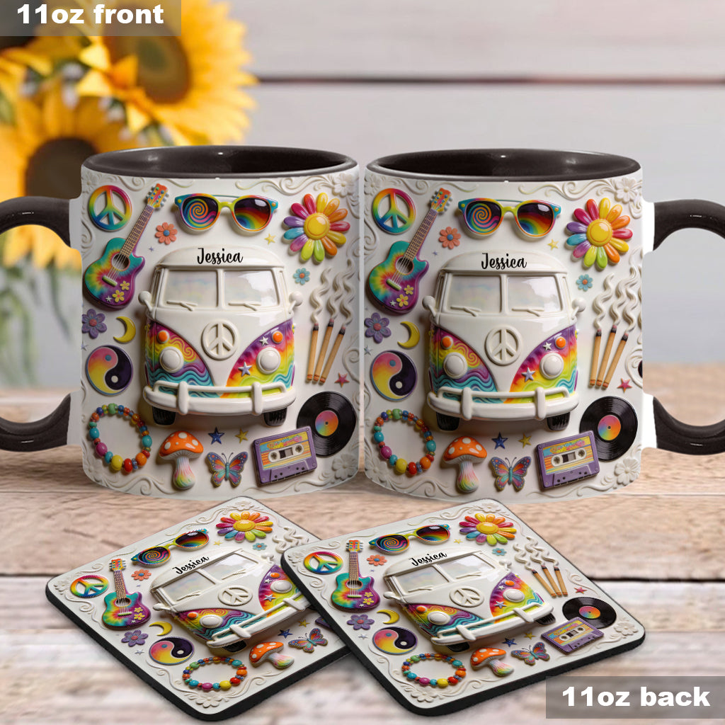 Love Hope Peace - Personalized Hippie Accent Mug & Coaster