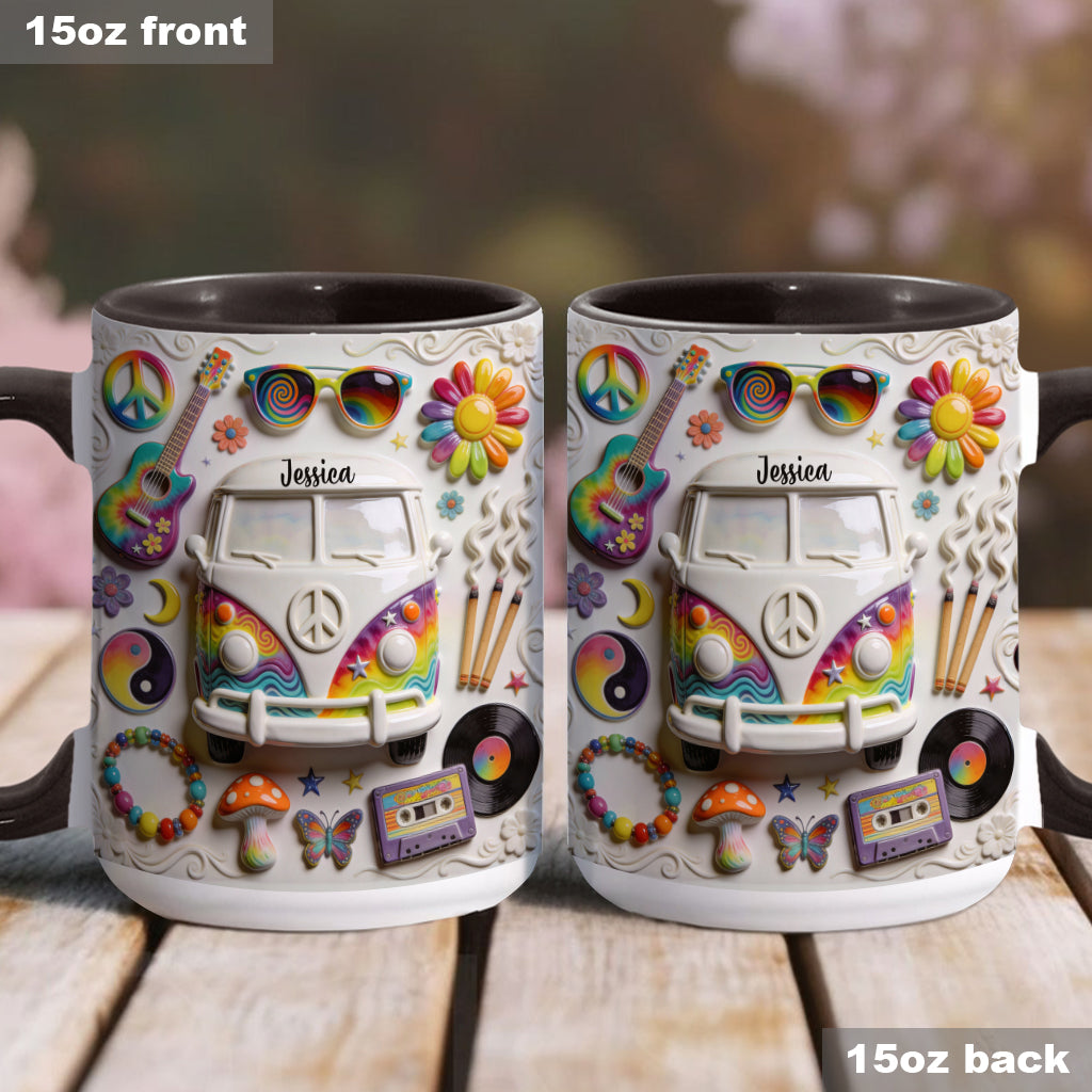 Love Hope Peace - Personalized Hippie Accent Mug & Coaster