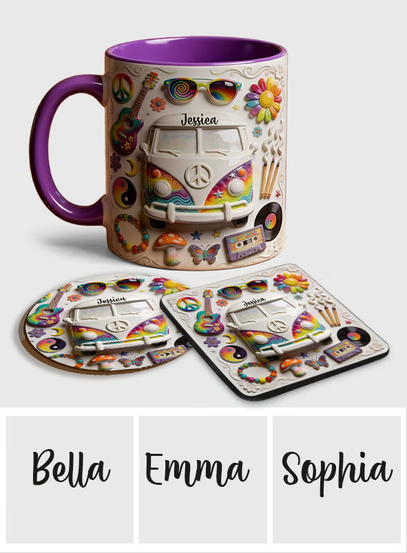 Love Hope Peace - Personalized Hippie Accent Mug & Coaster