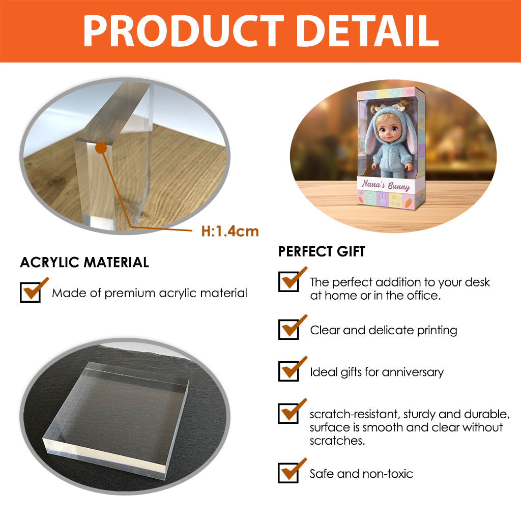 Any Photo Nana's Peeps Gift For Mom, Grandma - Personalized Kid Custom Shaped Acrylic Plaque