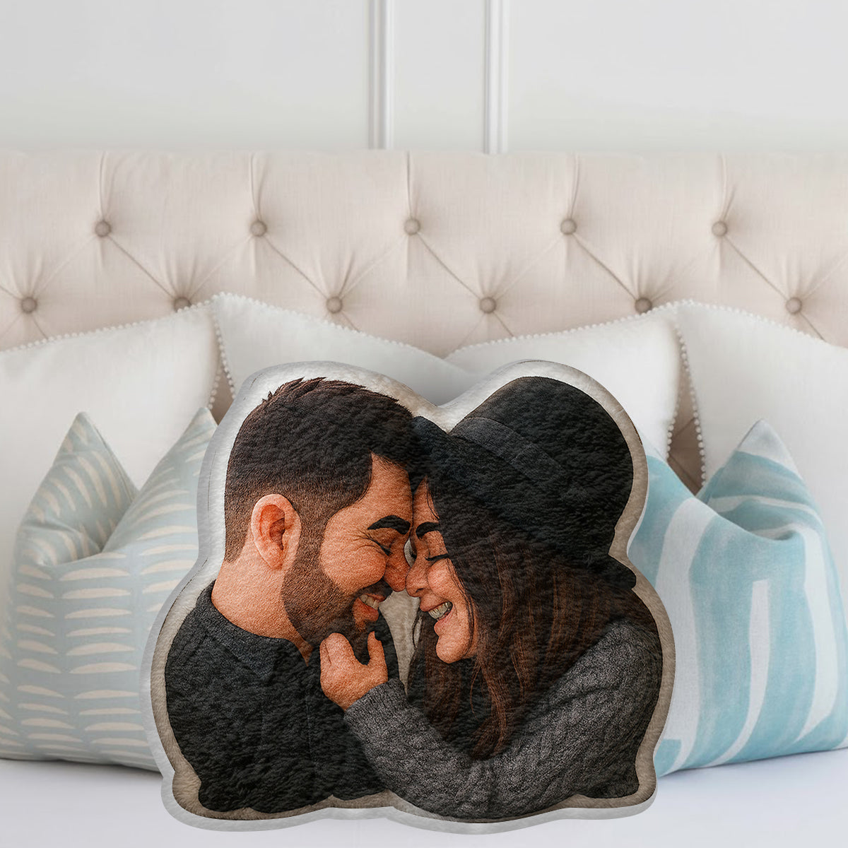 Funny Gift Cartoonish Exaggerated Mascot Style - Personalized Faux Fur Shaped Pillow