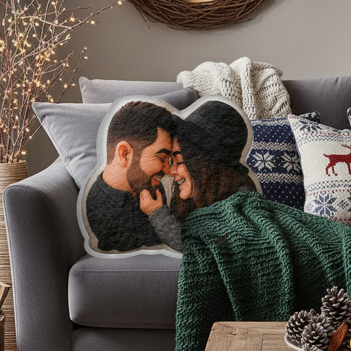 Funny Gift Cartoonish Exaggerated Mascot Style - Personalized Faux Fur Shaped Pillow