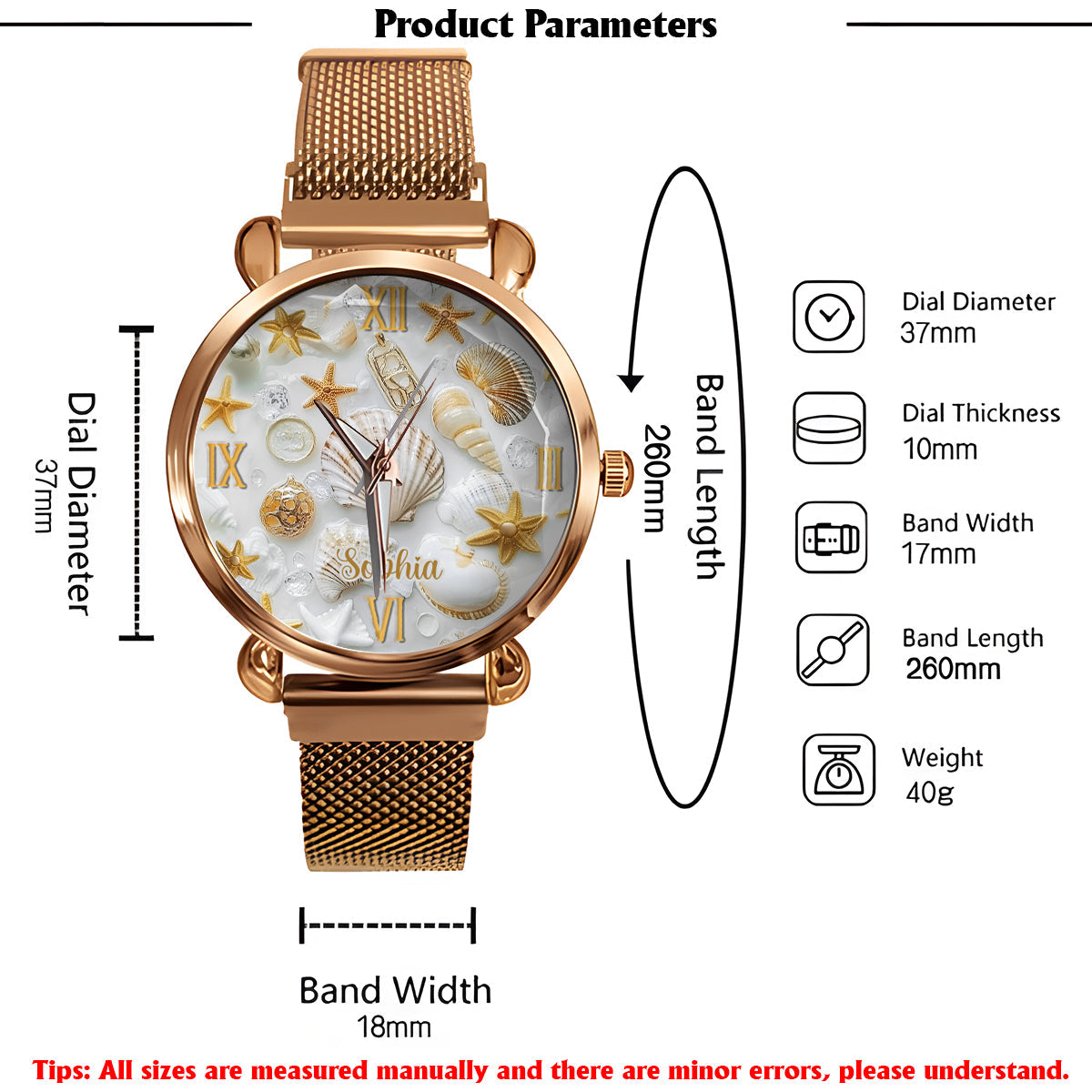 Beautiful Seashells - Personalized Sea Lover Women Hand Watch