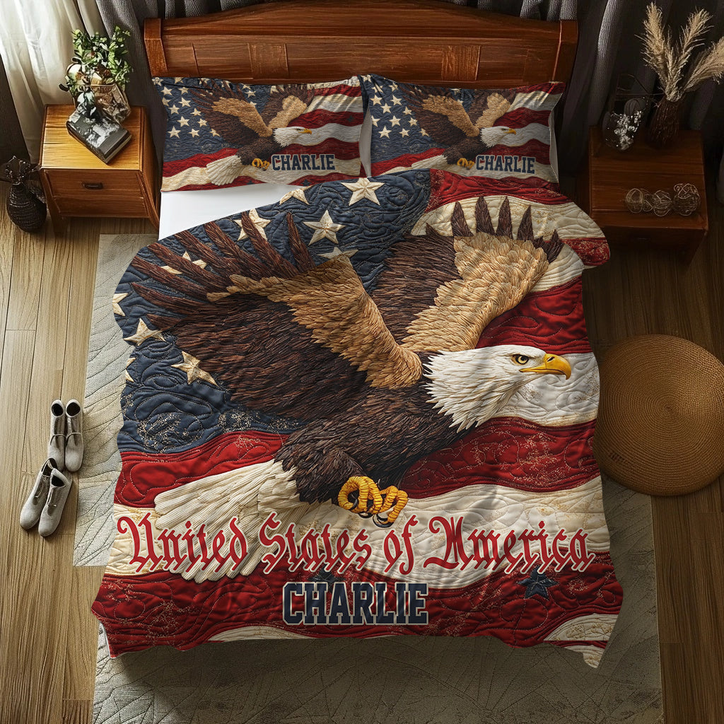 Patriotic American Bald Eagle - Personalized Bald Eagle Bedding Set