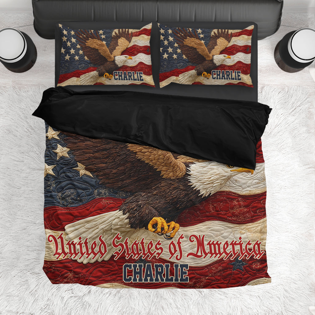 Patriotic American Bald Eagle - Personalized Bald Eagle Bedding Set