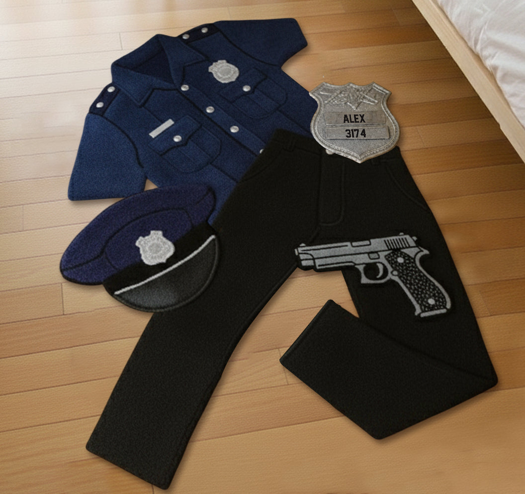 Police Outfits - Personalized Police Officer Non-Slip Tufted Rug