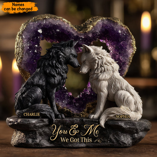 Amethyst Style Wolf Couple - Personalized Couple Custom Shaped Acrylic Plaque