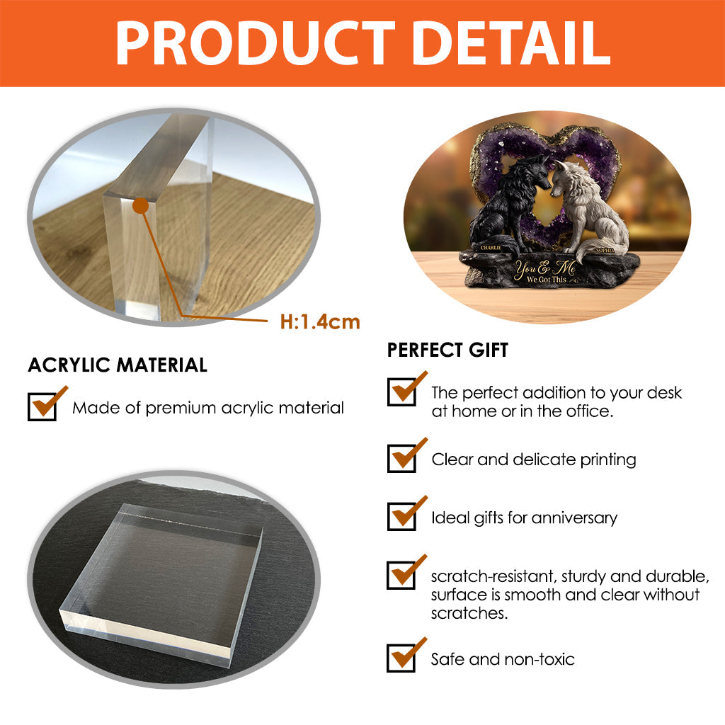 Amethyst Style Wolf Couple - Personalized Couple Custom Shaped Acrylic Plaque