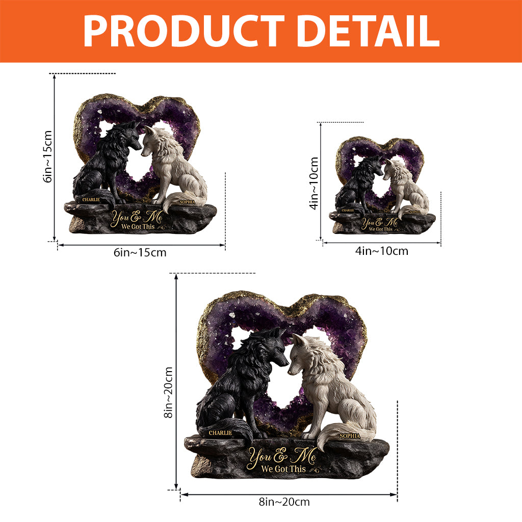 Amethyst Style Wolf Couple - Personalized Couple Custom Shaped Acrylic Plaque