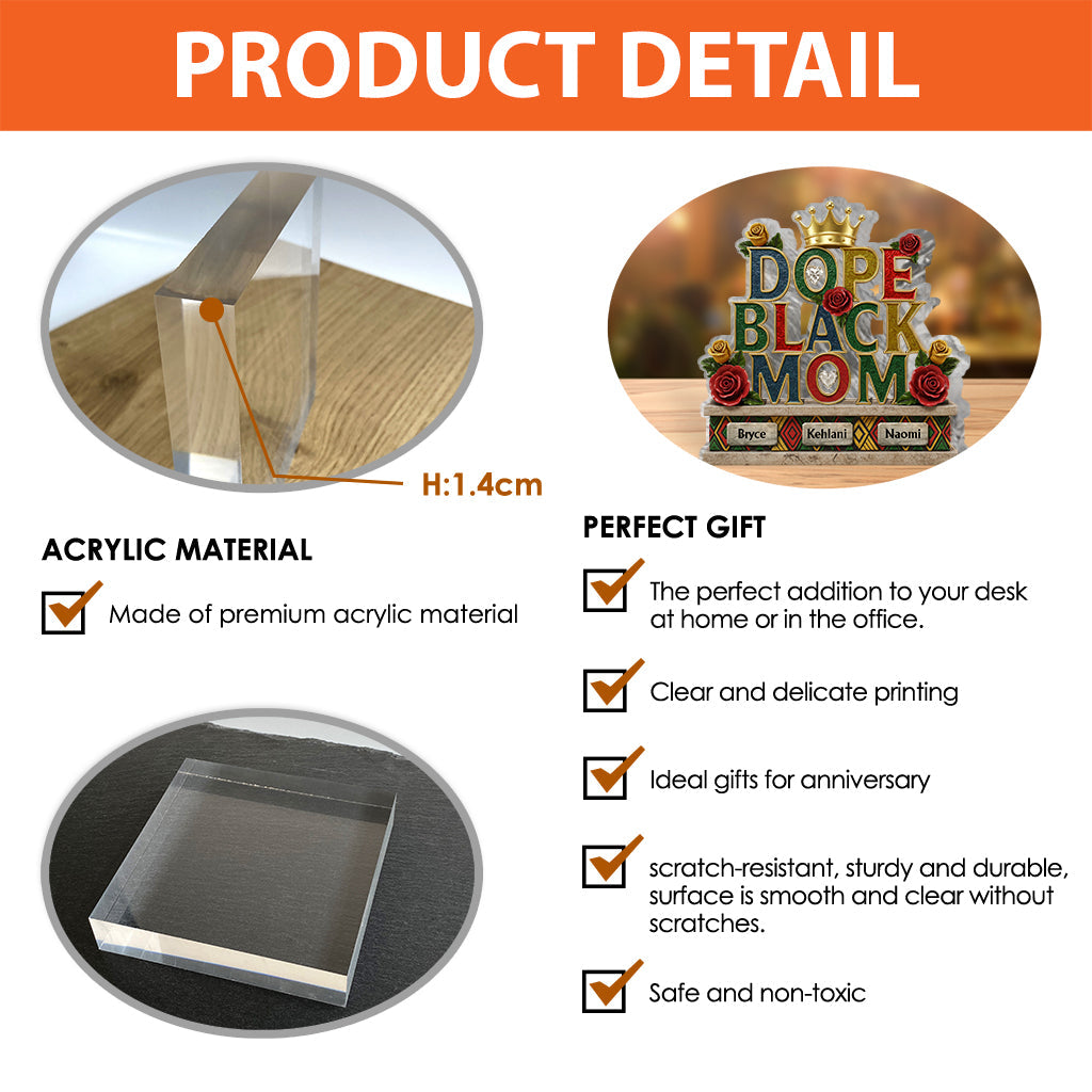 Dope Black Mom - Personalized Mother Custom Shaped Acrylic Plaque