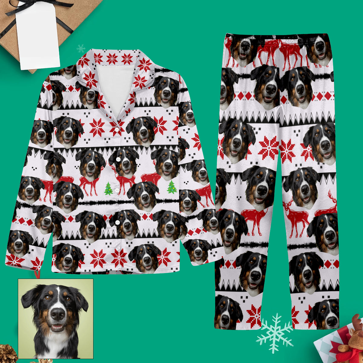 Custom Photo Pajamas Christmas - Family gift for anyone, dog lover, cat lover - Personalized Button Down Pajamas