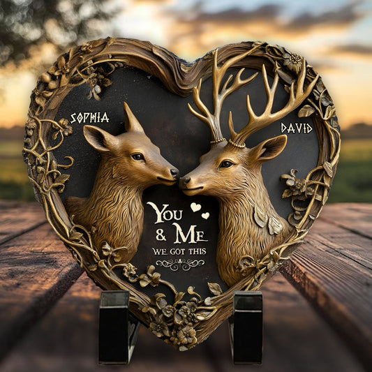 You & Me We Got This - Personalized Hunting Heart Shaped Stone