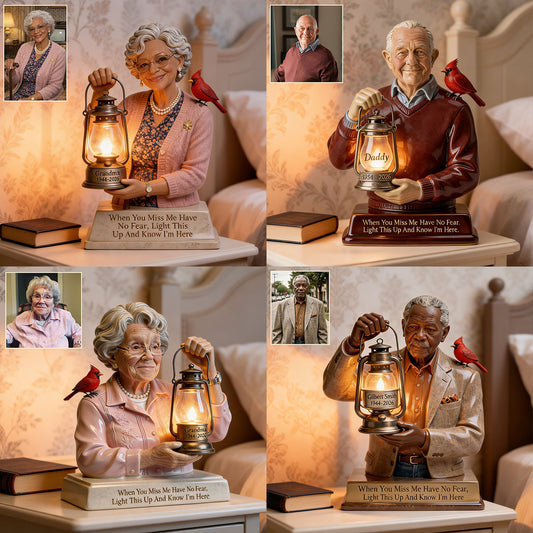 Cardinal Remembrance Lantern Statue - Personalized Memorial Acrylic LED Night Light