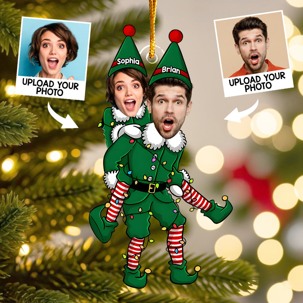 Playful Elf - Personalized Couple Transparent Ornament