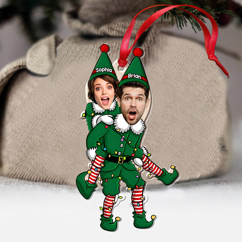 Playful Elf - Personalized Couple Transparent Ornament