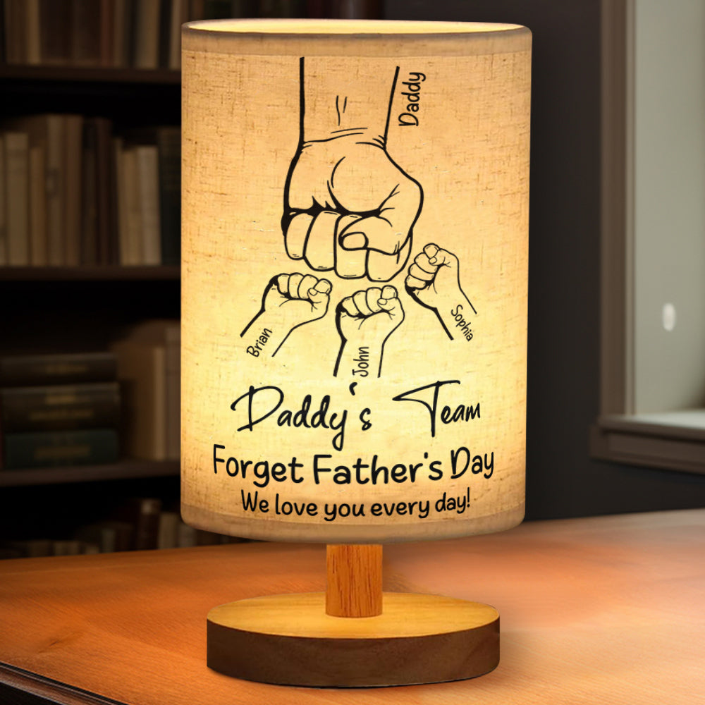 Daddy's Team - Personalized Father Table Lamp with Wood Base