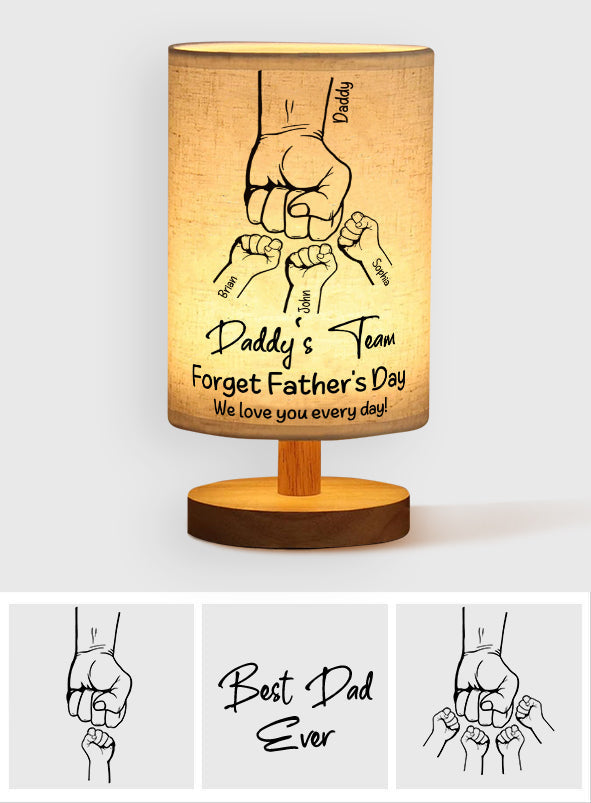 Daddy's Team - Personalized Father Table Lamp with Wood Base