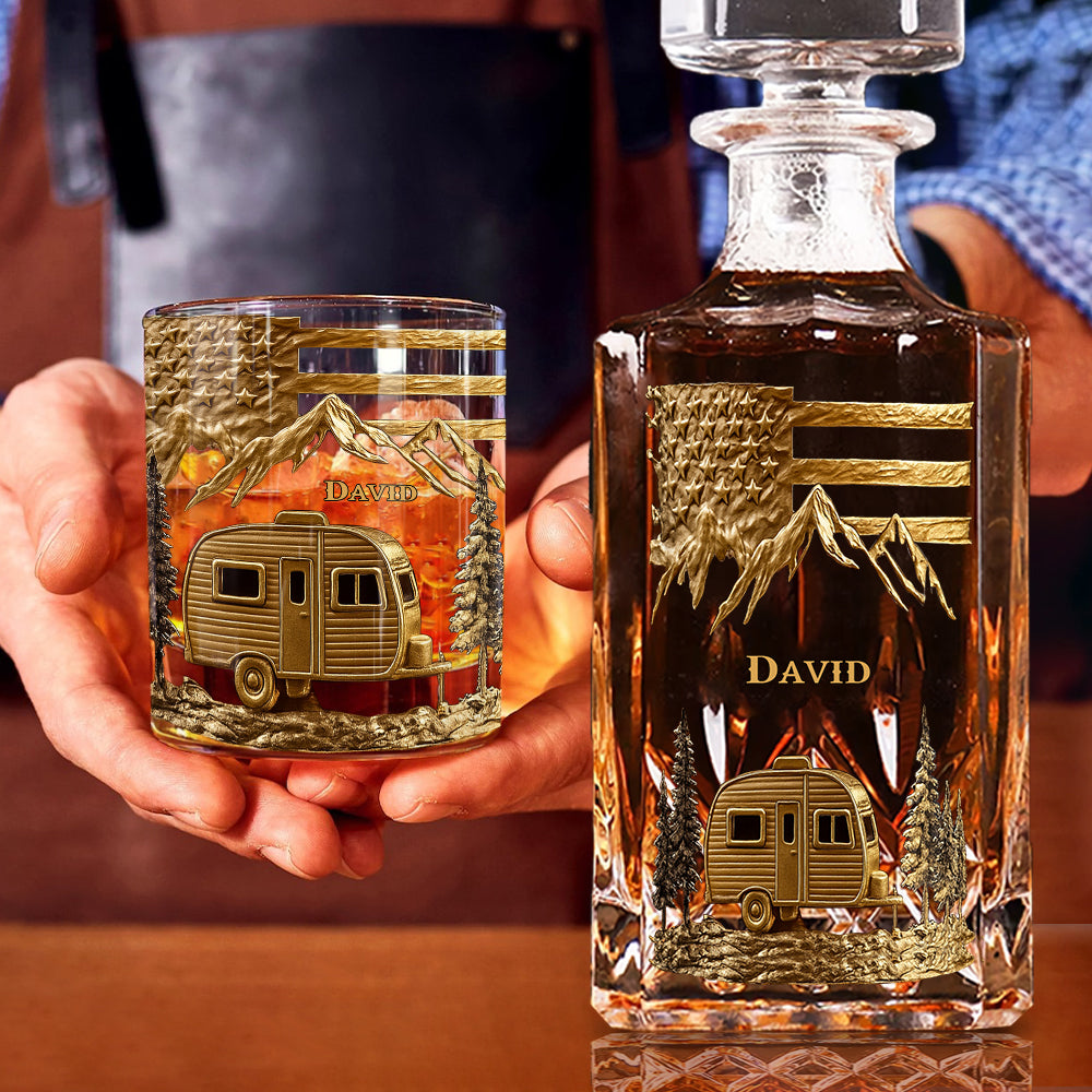 Campfire & Whiskey - Personalized Camping Whiskey Decanter Set