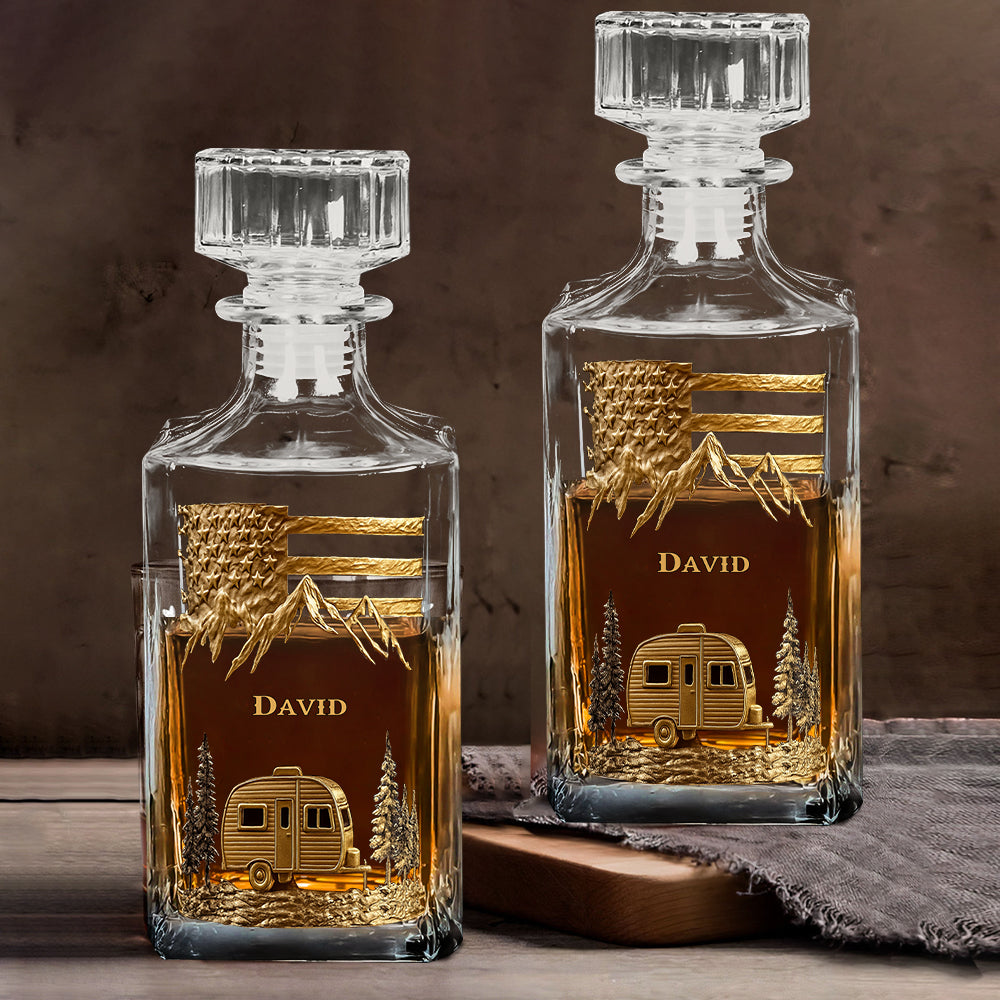 Campfire & Whiskey - Personalized Camping Whiskey Decanter Set