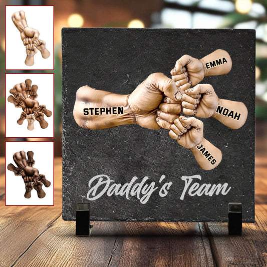 Daddy's Team - Personalized Father Square Shaped Stone