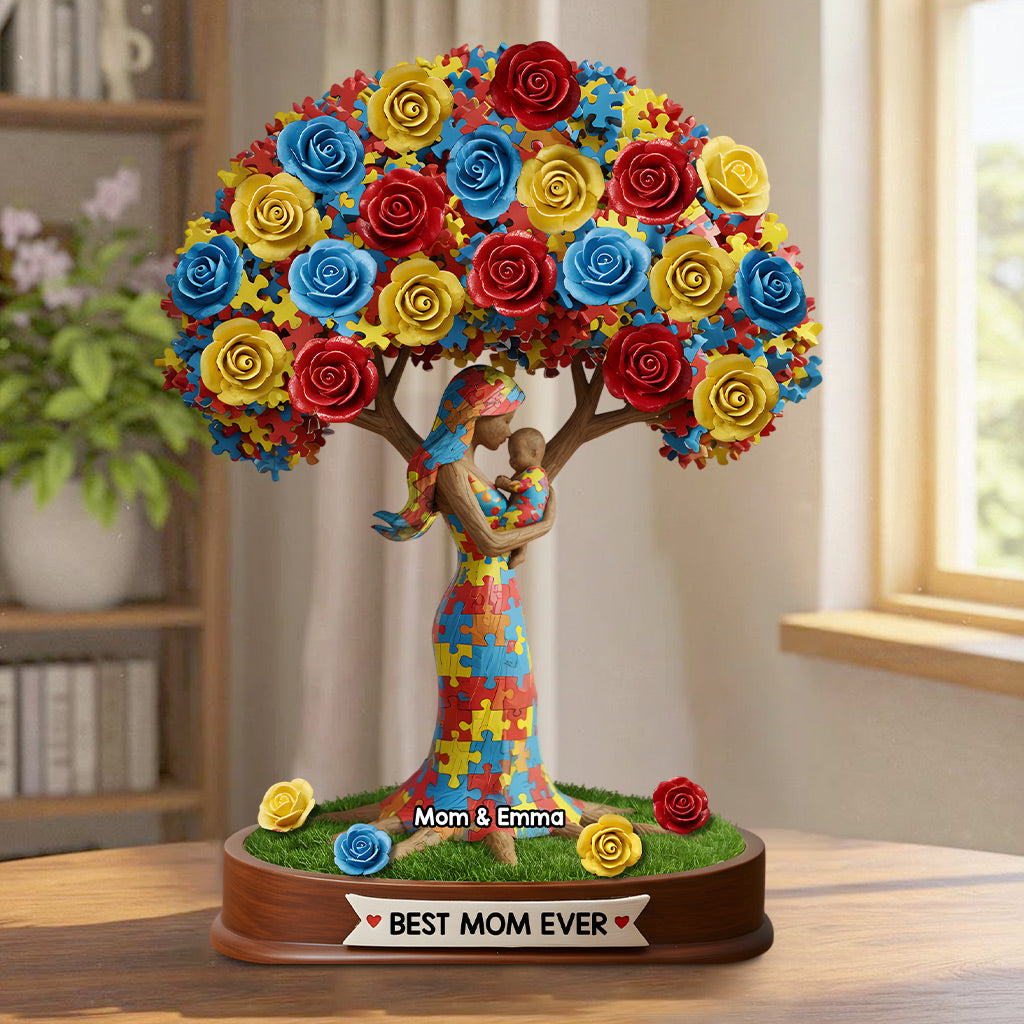 Strong Mama - Personalized Autism Awareness Custom Shaped Acrylic Plaque