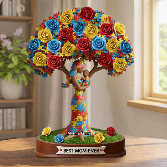 Strong Mama - Personalized Autism Awareness Custom Shaped Acrylic Plaque