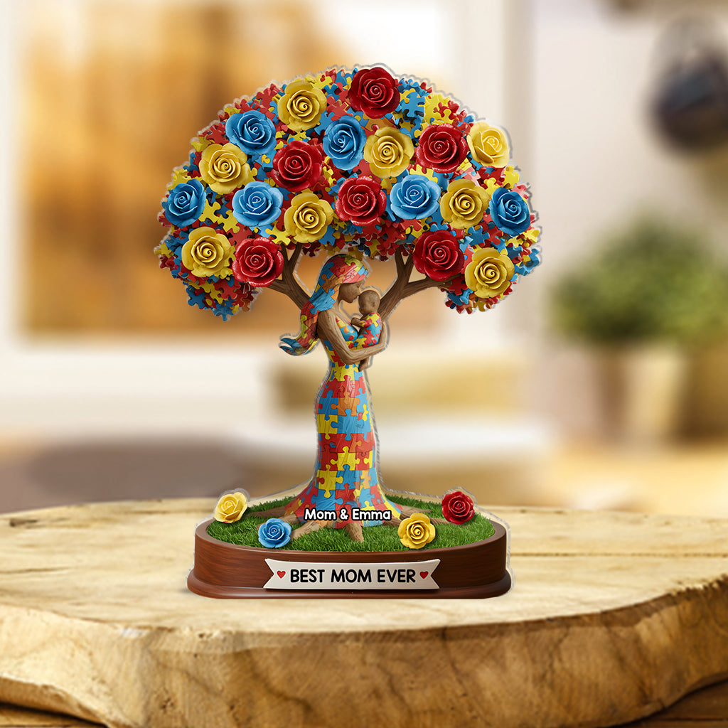 Strong Mama - Personalized Autism Awareness Custom Shaped Acrylic Plaque