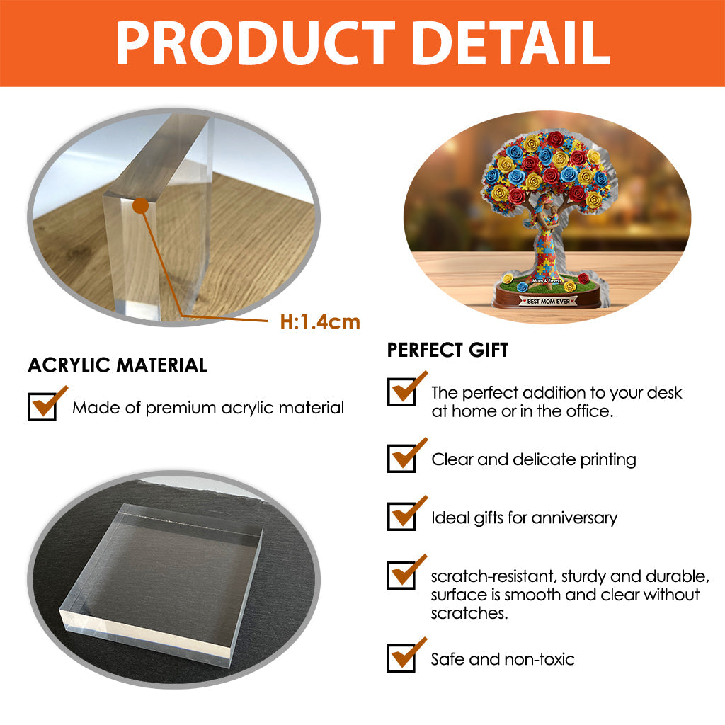 Strong Mama - Personalized Autism Awareness Custom Shaped Acrylic Plaque