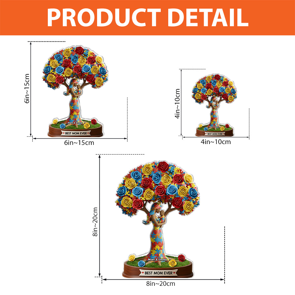 Strong Mama - Personalized Autism Awareness Custom Shaped Acrylic Plaque