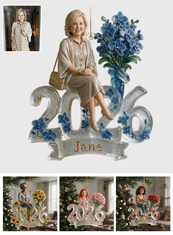 Any Photo, Any Flower - Personalized Self Love Custom Shape Glass Ornament