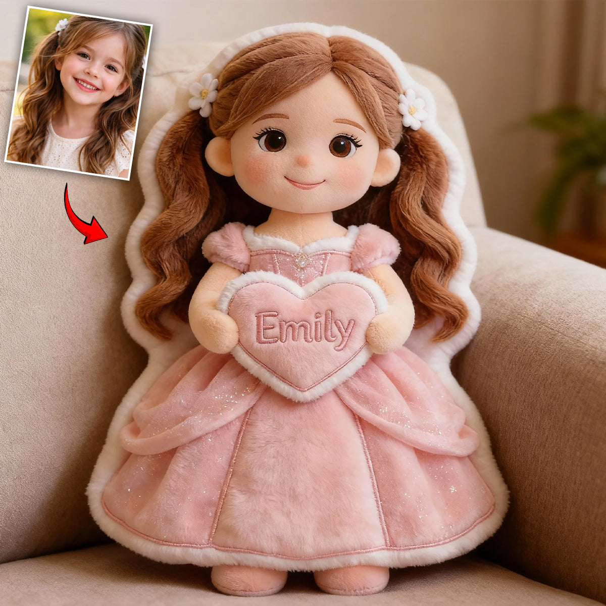 Custom Any Photo Beautiful Princess - Personalized Kid Faux Fur Shaped Pillow