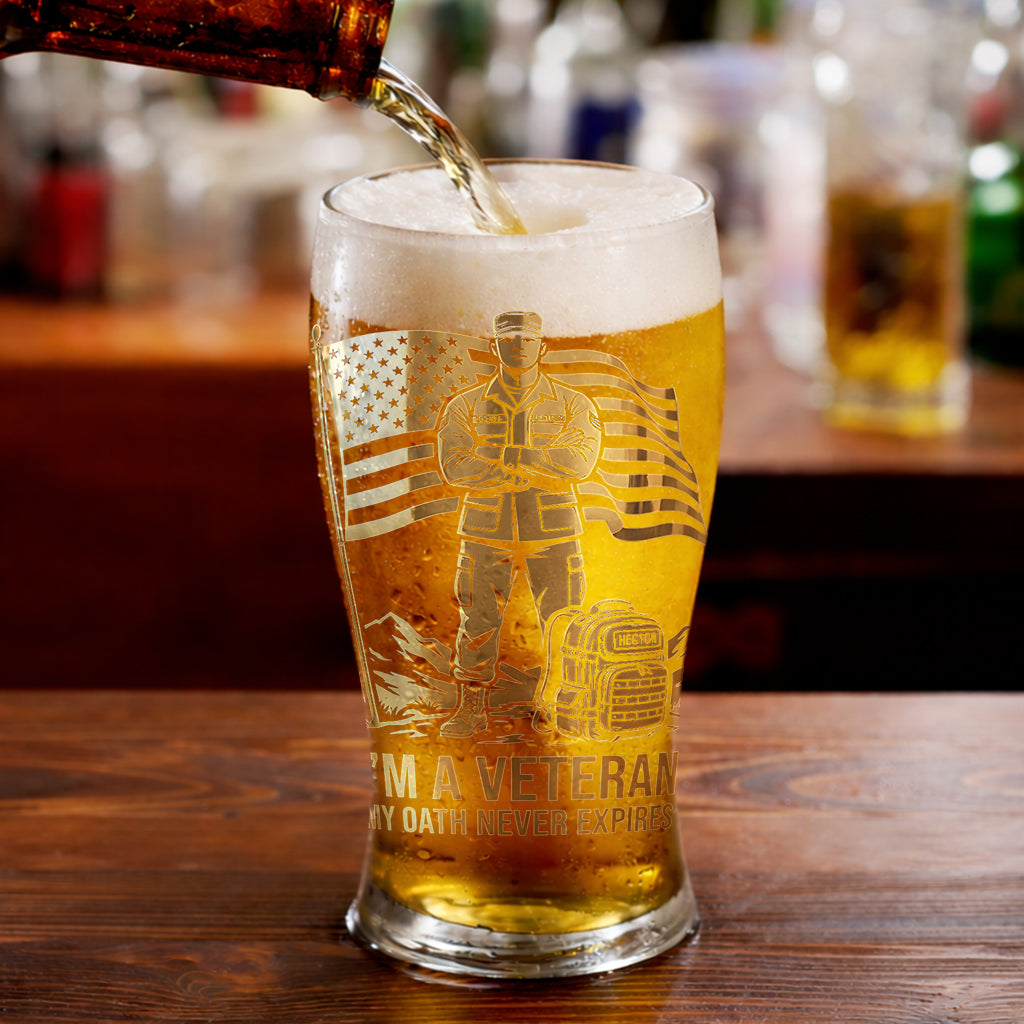 Patriotic Veteran - Personalized Veteran Beer Pint