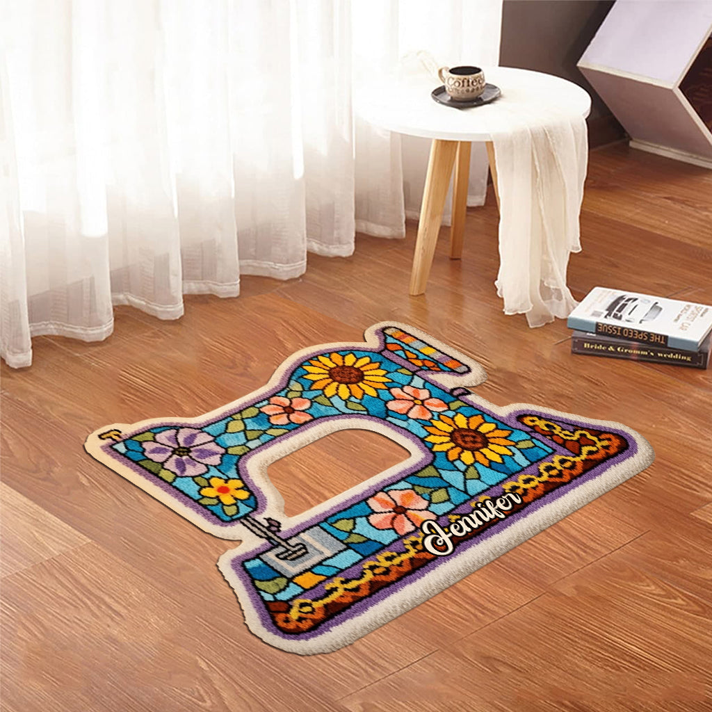 Cool Sewing Machine - Personalized Sewing Shaped Doormat/ Rug