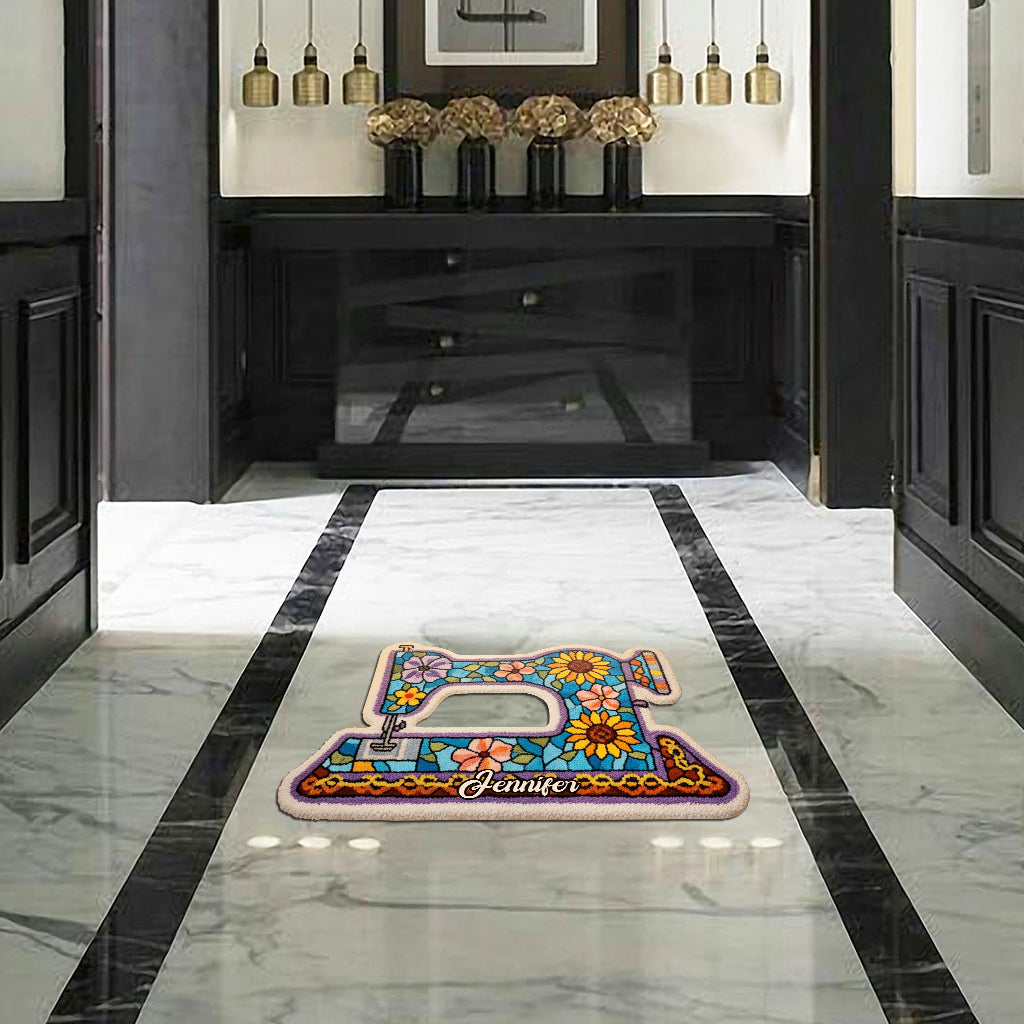 Cool Sewing Machine - Personalized Sewing Shaped Doormat/ Rug