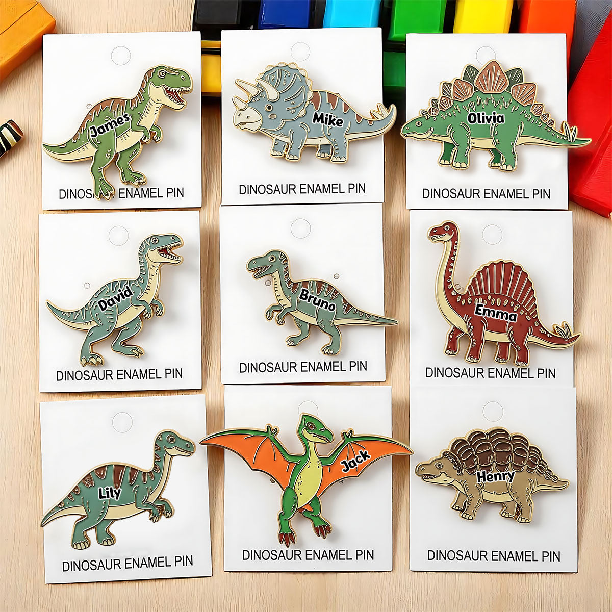 Dinosaur Collection for Kids - Personalized Kid Pin