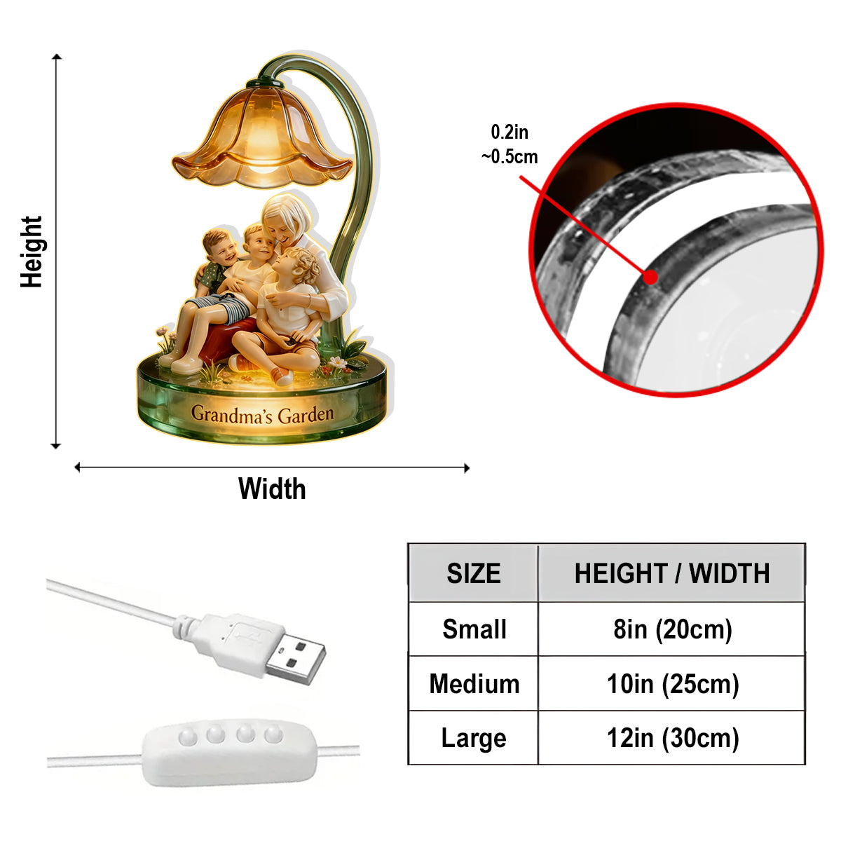 Perfect Gift For Grandma - Personalized Grandma Acrylic LED Night Light