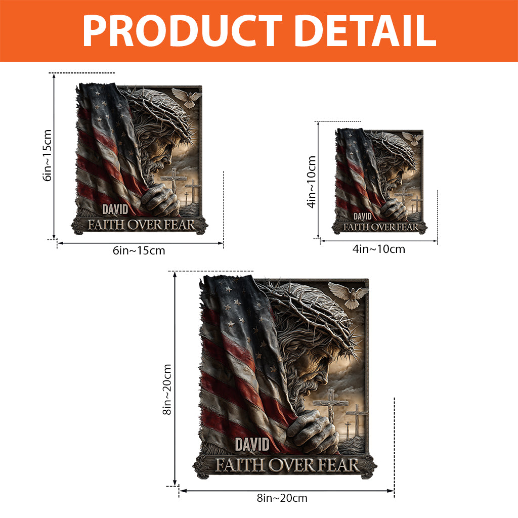 Jesus American Faith Over Fear - Personalized Christian Custom Shaped Acrylic Plaque