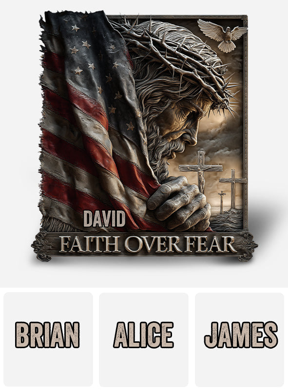 Jesus American Faith Over Fear - Personalized Christian Custom Shaped Acrylic Plaque