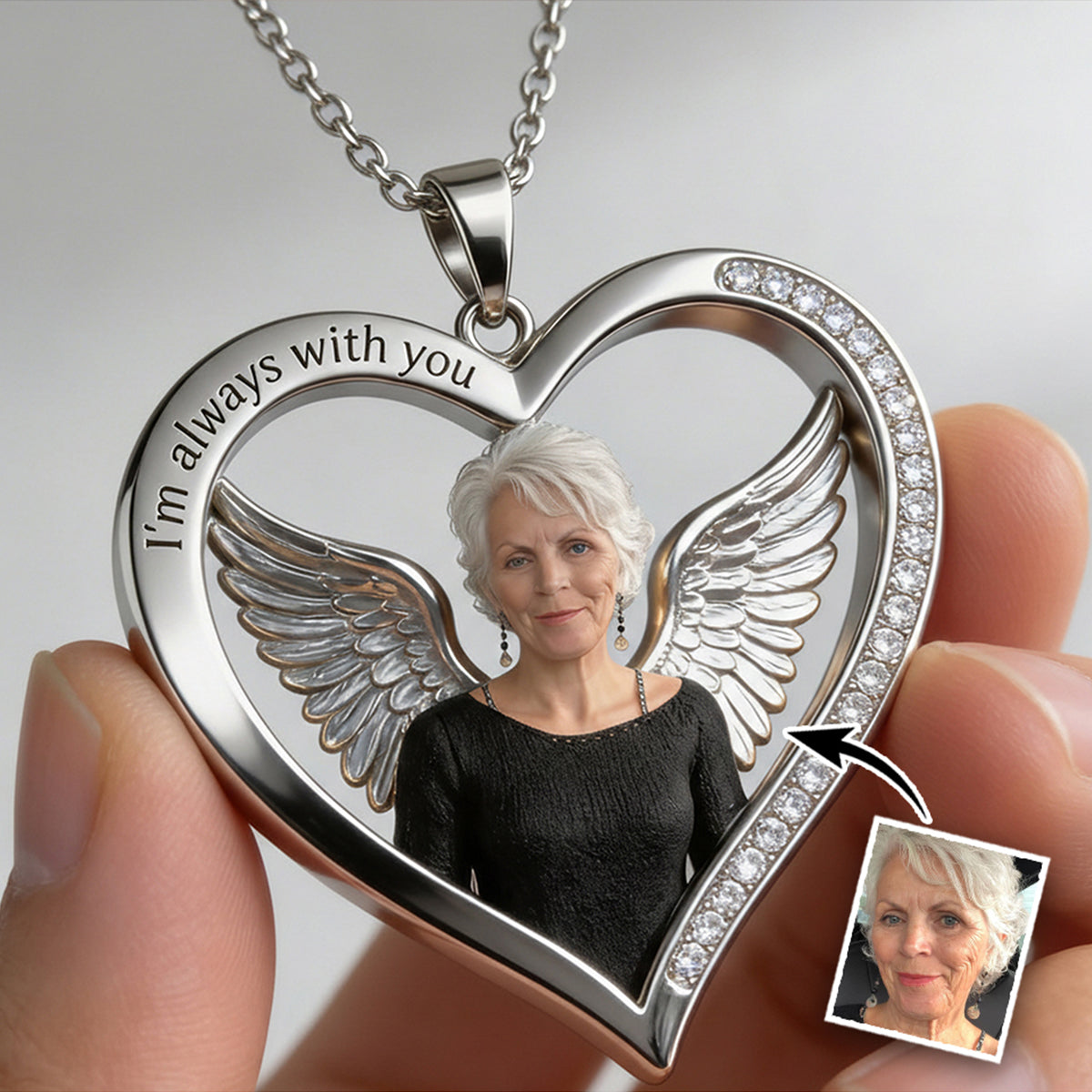 Custom Any Photo - Personalized Memorial Shaped Metal Pendant Necklace