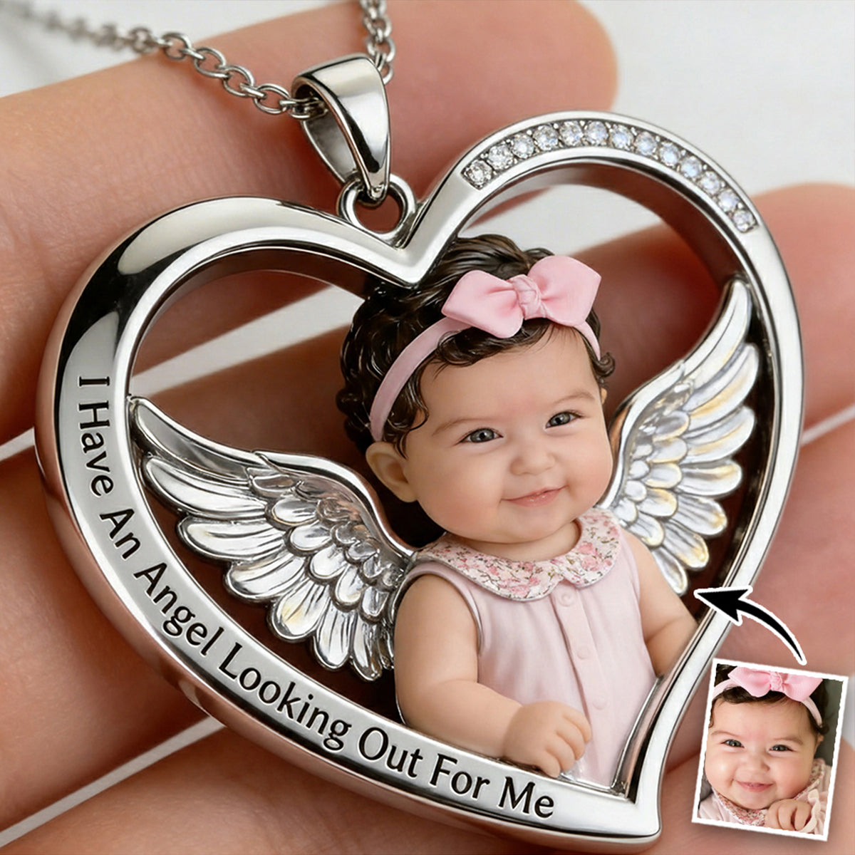 Custom Any Photo - Personalized Memorial Shaped Metal Pendant Necklace