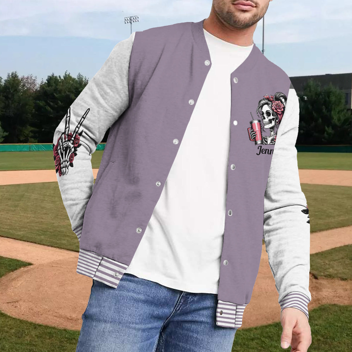 Cool Skull - Personalized Skull Varsity Jacket