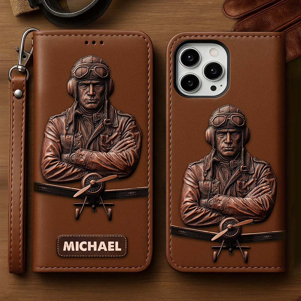 The Sky Is Not The Limit - Personalized Pilot Wallet Phone Case With Strap