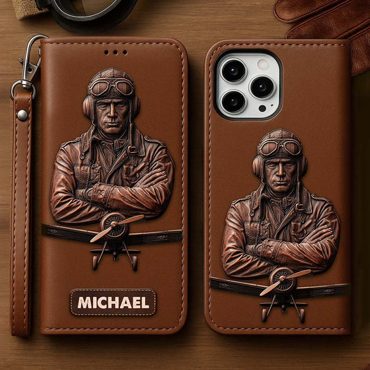 The Sky Is Not The Limit - Personalized Pilot Wallet Phone Case With Strap